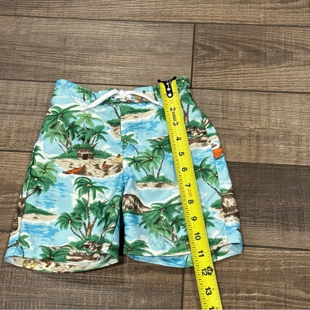 Janie And Jack Baby Boy Green Swim Shorts 12-18 Months Lined Trunks Board Shorts